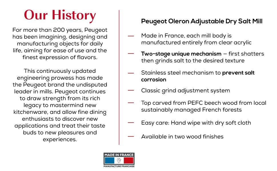 Peugeot Oleron Classic Adjustable Dry Salt Mills 