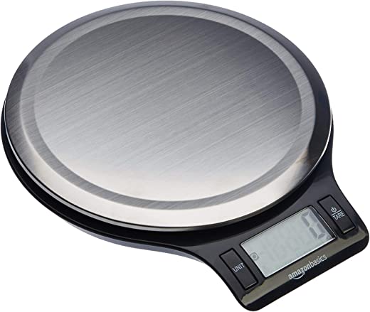 Amazon Basics Stainless Steel Digital Kitchen Scale with LCD Display, Batteries Included