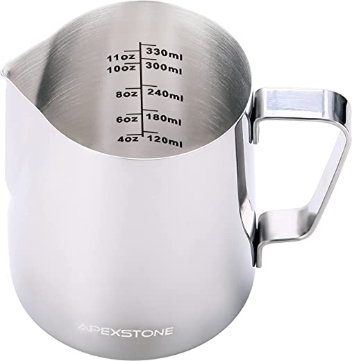 Apexstone 12 oz Espresso Steaming Pitcher, Espresso Milk Frothing Pitcher 12 oz, Coffee Milk Frothing Cup, Coffee Steaming Pitcher 12 oz/350 ml