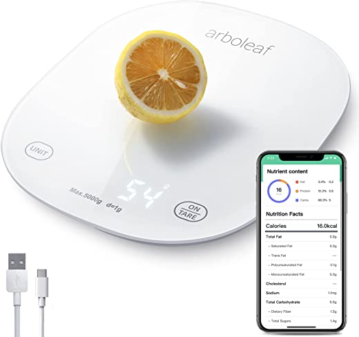Arboleaf Food Scale Rechargeable, Kitchen Scale for Food Ounces and Grams, Smart Food Scale for Weight Loss, Small Digital Baking Food Scales for…