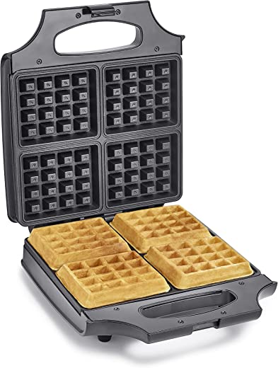 BELLA 4 Slice Non-Stick Belgian Waffle Maker, Fluffy Restaurant-Style Waffles in Under 6 Minutes, Quickly Makes 4 Large 4” x 4.5” & 1.2” Thick…