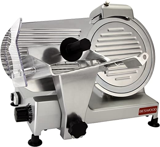 BESWOOD 10″ Premium Chromium-plated Steel Blade Electric Deli Meat Cheese Food Slicer Commercial and for Home use 240W BESWOOD250