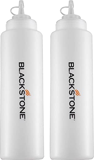 Blackstone 5071 Premium Leak-Free 32 oz Large Set of 2 Durable Clear Food Dispenser Squeeze Squirt Bottle Griddle Accessory with Cap for Sauces,…