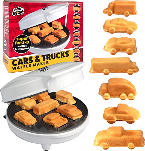 Car Mini Waffle Maker – Make 7 Fun, Different Race Cars, Trucks, and Automobile Vehicle Shaped Pancakes – Electric Non-Stick Pan Cake Kid’s Waffler…