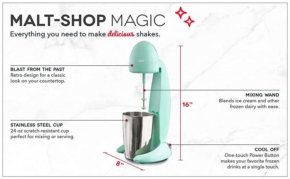 Milkshake Maker, Shake, Countertop, Stainless Steel Cup