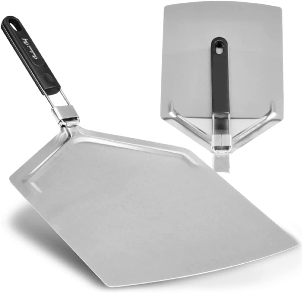 Checkered Chef Pizza Paddle – Large Stainless Steel Peel w/Folding Handle – 13 Inch x 15 Inch