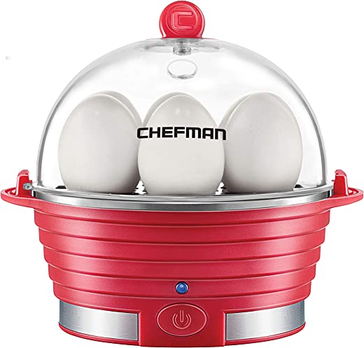 Chefman Electric Egg Cooker Boiler Rapid Poacher, Food & Vegetable Steamer, Quickly Makes Up to 6, Hard, Medium or Soft Boiled, Poaching/Omelet…