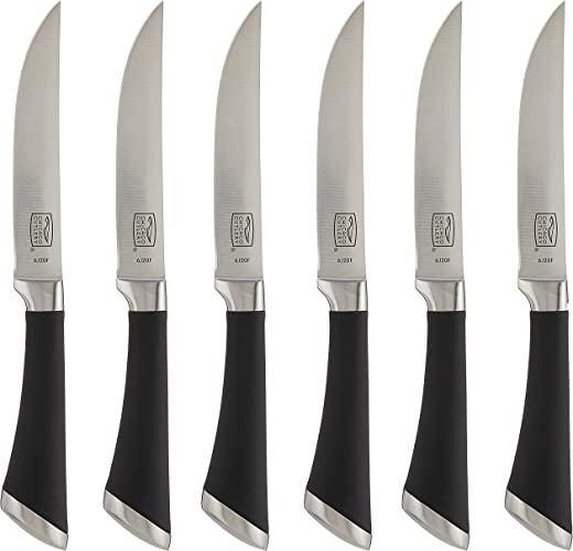 Chicago Cutlery Fusion 6 Piece Forged Premium Steak Knife Set, Cushion-Grip Handles with Stainless Steel Blades, Resists Stains, Rust, & Pitting,…