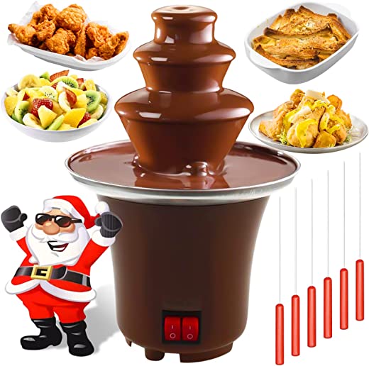 Chocolate Fountain,3 Tiers Electric Chocolate Melting Pot with 6pcs Iron Sticks,Mini Stainless Steel Fondue,Chocolate Fountain Melting…