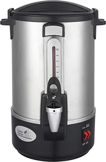Classic Kitchen 28 Tea Cup Capacity Hot Water Boiler Urn with New Twisloc˜ Safety Tap , Metal Spout, Stainless Steel Double Wall and Dual Heating…