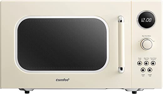 COMFEE’ CM-M092AAT Retro Microwave with 9 Preset Programs, Fast Multi-stage Cooking, Turntable Reset Function Kitchen Timer, Mute Function, ECO…
