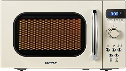 COMFEE’ Retro Small Microwave Oven With Compact Size, 9 Preset Menus, Position-Memory Turntable, Mute Function, Countertop Microwave Perfect For…