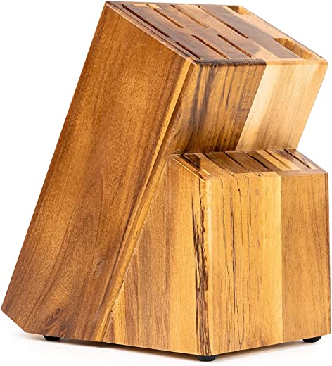 Coninx Acacia Wood Kitchen Knife Block – Professional Quality Wood Knife Organizer – Convenient & Secure Knife Stand To Save Space & Keep Knives…