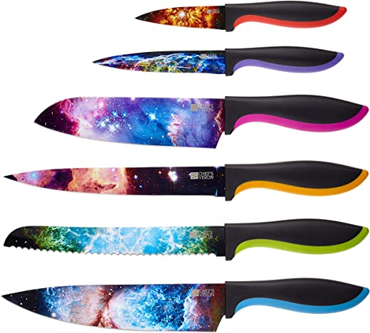 Cosmos Kitchen Knife Set in Gift Box – Color Chef Knives – Cooking Gifts for Husbands and Wives, Unique Wedding Gifts for Couple, Birthday Gift…
