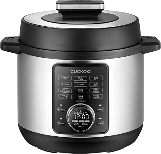 Cuckoo CMC-ZSN601F 8-in-1 Electric Pressure Cooker, Slow Cooker, Sauté, Steamer, Warmer, Sous Vide, 20 Menu Options, Stainless Steel Inner Pot, 6…