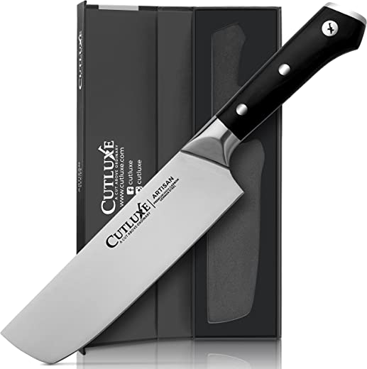 CUTLUXE Nakiri Knife – 7″ Japanese Chef Knife for Chopping, Dicing & Slicing Vegetables & Fruit – Razor Sharp & Full Tang – Ergonomic Handle Design…