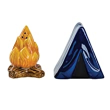 sal&pepper shakers;camping gift;lodge;lakehouse; campfire and tent salt and pepper shakers