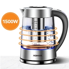 electric kettle with tea infuser hot water boiler glass kettle stainless steel