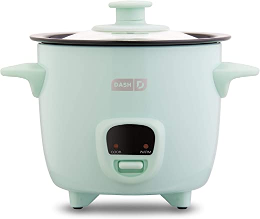 DASH Mini Rice Cooker Steamer with Removable Nonstick Pot, Keep Warm Function & Recipe Guide, 2 cups, for Soups, Stews, Grains & Oatmeal – Aqua