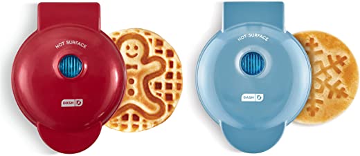 Dash Mini Waffle Maker (2 Pack) for Individual Waffles Hash Browns, Keto Chaffles with Easy to Clean, Non-Stick Surfaces, 4 Inch, Holiday…