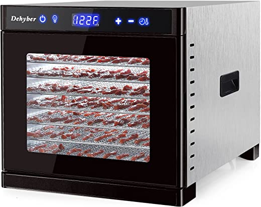 Dehyber Upgraded Dehydrators for Food and Jerky(67 Recipes),8 Stainless Steel Trays Dryer Machine with 24H Adjustable Timer and Temperature…