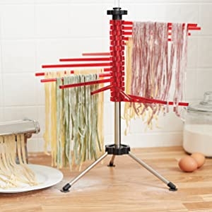 pasta drying rack; 16 rod pasta drying rack; dry 4.4 lb. of pasta; multipurpose wand; homemade pasta