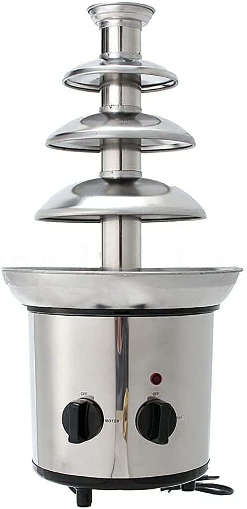 Electric Chocolate Fondue Fountain Machine Stainless Steel 4-Pound Capacity for Chocolate Candy Butter Cheese (4-Tier)