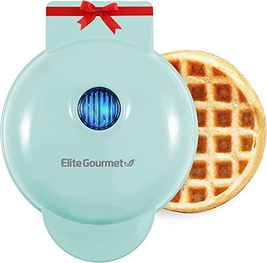 Elite Gourmet EWM015M Electric Nonstick Mini Waffle Maker, Belgian Waffles, Compact Design, Hash Browns, Keto, Snacks, Sandwich, Eggs, Easy to…
