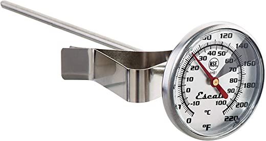 Escali AHB1 NSF Certified Home/Commercial Instant Read Large Dial Beverage/Coffee/Tea/Liquid Thermometer W/Clip, Silver