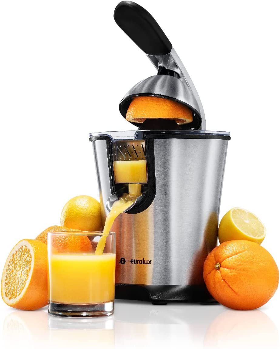 Eurolux ELCJ-1600 Electric Citrus Juicer – Powerful Electric Oranges Juicer and for Lemons with New and Improved Juicing Technology – Stainless…
