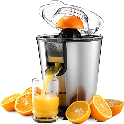 Eurolux Electric Citrus Juicer Squeezer, for Orange, Lemon, Grapefruit, With 160 Watts of Power, Brushed Stainless Steel