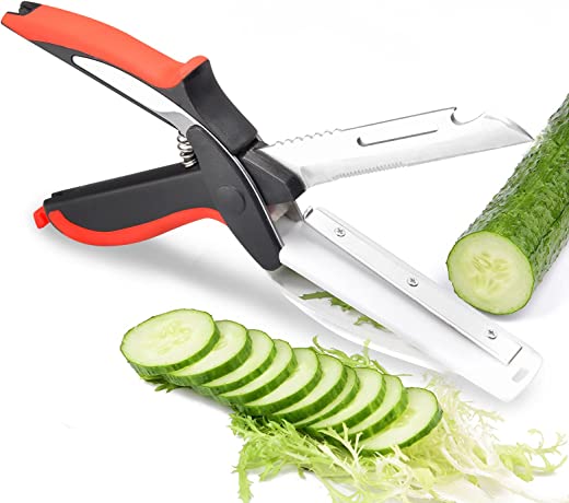 Food Cutter Choppers Smart Meat Scissors Kitchen Shears,Quick Vegetable Slicer with Cutting Board Knife Kitchen Must Haves Chopping Scissors for…