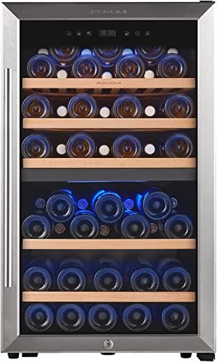 FOVOMI 20″ Wine Cooler Refrigerator 52 Bottles (Bordeaux 750ml) Compressor Wine Cellars,Freestanding Dual Zone Fridge – Chiller for Kitchen,Home Bar