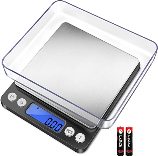 Fuzion Digital Gram Scale with 2 Trays, 500g/ 0.01g Small Jewelry Scale, 6 Units Gram Scales Digital Weight Gram and Oz, Tare Function Digital Herb…