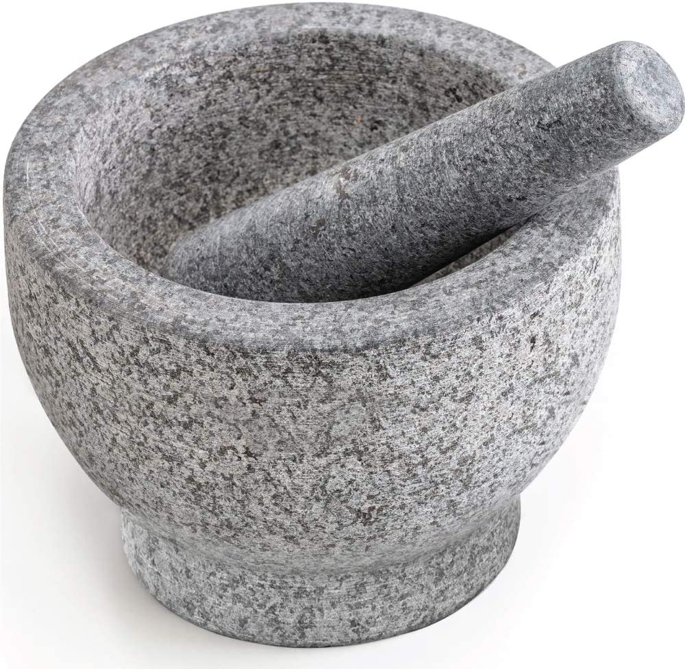 Gorilla Grip Heavy Duty, Unpolished Granite Mortar and Pestle Set, Stone Grinder Bowl for Guacamole, Salsa, Herb Crusher, Grind and Crush Spices…