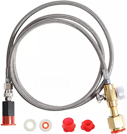 GURUDAR CO2 Cylinder CO2 Tank Direct Adapter Hose Kit with 60in Stainless Steel Hose Pressure Gauge & Exhaust Valve, CGA320 CO2 Cartridges to…