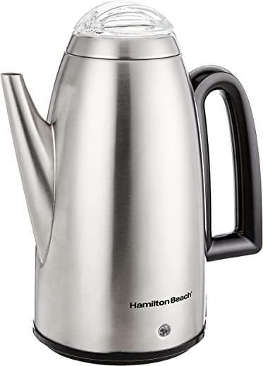 Hamilton Beach 12 Cup Electric Percolator Coffee Maker with Cool Touch Handle, Vintage Spout, Stainless Steel
