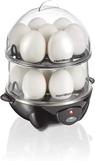 Hamilton Beach 3-in-1 Electric Hard Boiled Egg Cooker, Poacher & Omelet Maker, Holds 14, Black (25508)