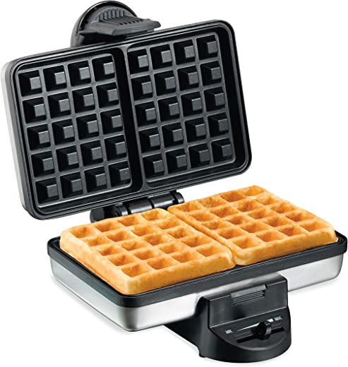 Hamilton Beach Belgian Mini Waffle Maker with Shade Control, Makes 2 at Once, Create Personalized Keto Chaffles and Hash Browns, Non-Stick Plates,…