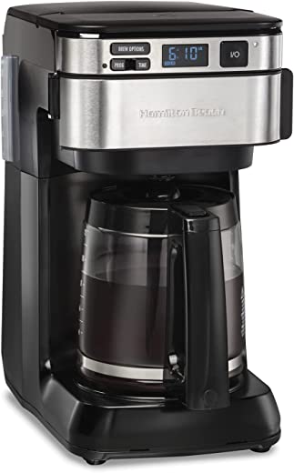 Hamilton Beach Programmable Coffee Maker, 12 Cups, Front Access Easy Fill, Pause & Serve, 3 Brewing Options, Black (46310)