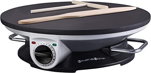 Health and Home No Edge Crepe Maker – 13 Inch Crepe Maker & Electric Griddle – Non-stick Pancake Maker- Crepe Pan