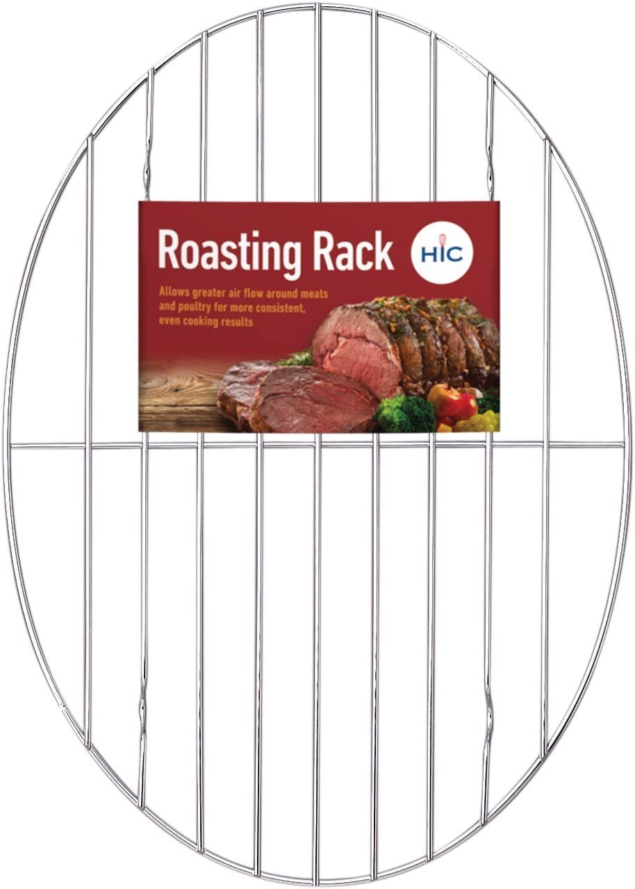 HIC Harold Import Co. Oval Baking Broiling Roasting Racks, Chrome Plated Steel Wire