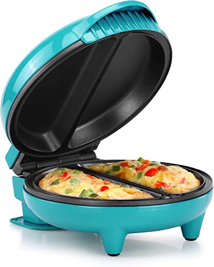 Holstein Housewares – Non-Stick Omelet & Frittata Maker, Teal/Stainless Steel – Makes 2 Individual Portions Quick & Easy