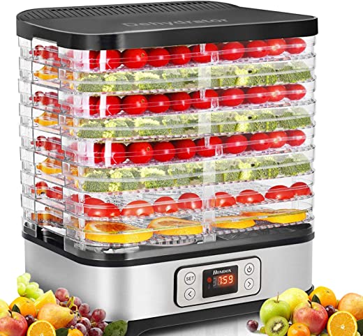 Homdox 8 Trays Food Dehydrator Machine with Fruit Roll Sheet, Digital Timer and Temperature Control, Dehydrators for Food and Jerky, Meat, Fruit,…