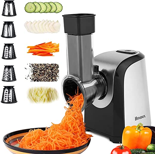 Homdox Electric Cheese Grater, Professional Salad Shooter Electric Slicer Shredder, 150W Electric Gratersr/Chopper/Shooter with One-Touch Control |…