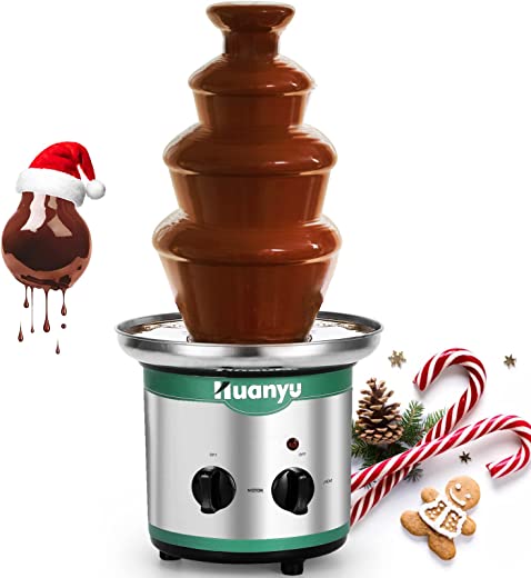 Huanyu Chocolate Fountain 4 Tier Hot Chocolate Fondue Fountain Machine Stainless Steel 18inch Melting Tower 3lbs Capacity for Chocolate Candy,…
