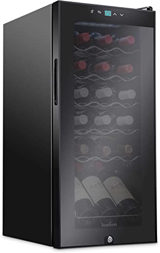 Ivation 18 Bottle Compressor Wine Cooler Refrigerator w/Lock | Large Freestanding Wine Cellar For Red, White, Champagne or Sparkling Wine | 41f-64f…