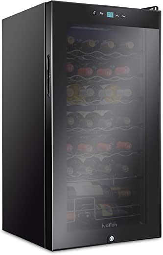 Ivation 28 Bottle Compressor Wine Cooler Refrigerator w/Lock | Large Freestanding Wine Cellar For Red, White, Champagne or Sparkling Wine | 41f-64f…