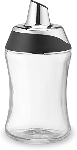 J&M Design Sugar Dispenser & Shaker For Coffee , Cereal , Tea & Baking with Pouring Spout and Lid for Easy Spoon Measuring Pour – 7.5oz Glass Jar…
