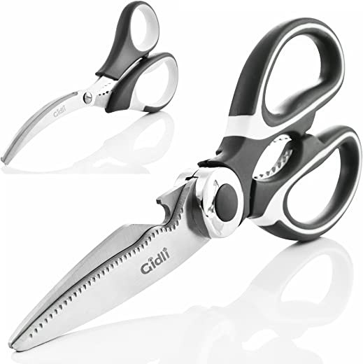 Kitchen Shears by Gidli – Lifetime Replacement Warranty- Includes Seafood Scissors As a Bonus – Heavy Duty Stainless Steel Multipurpose Ultra Sharp…